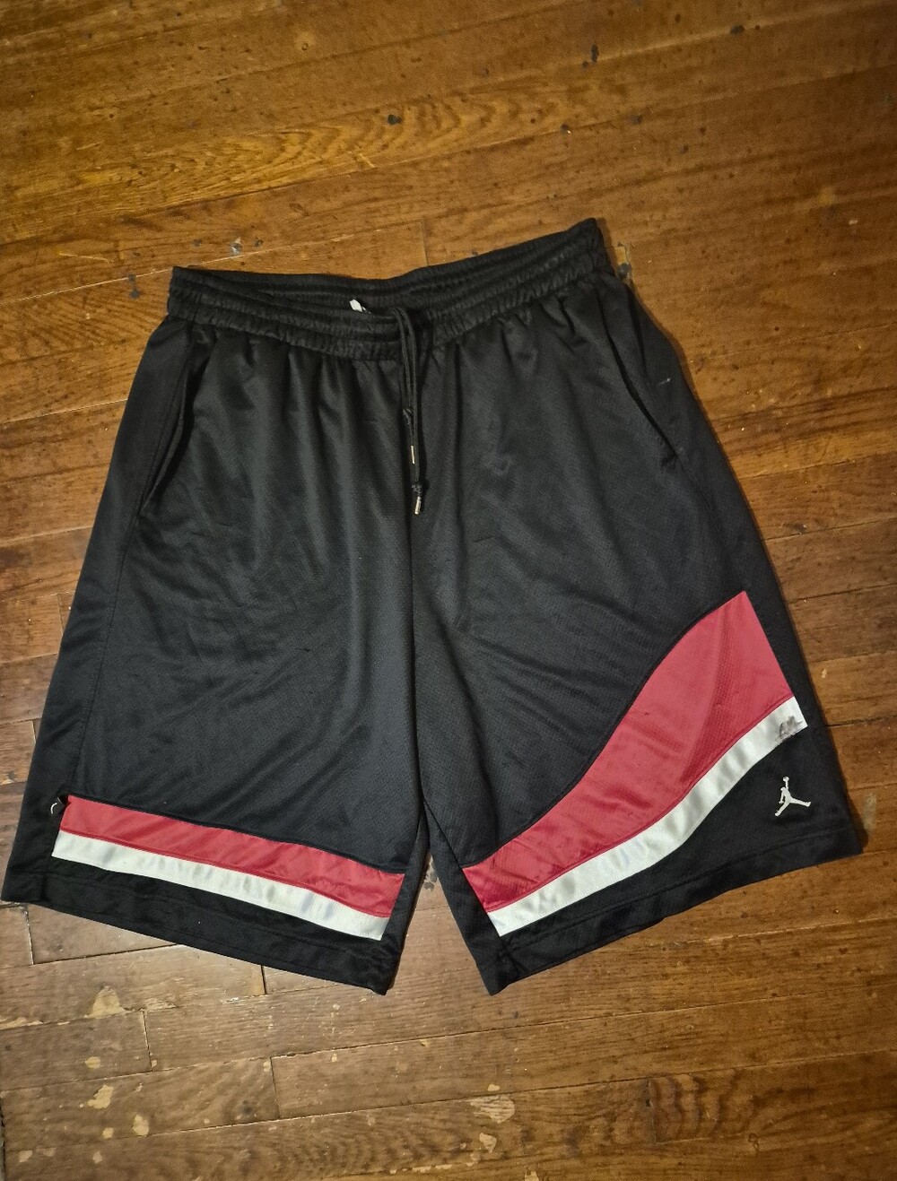 Jordan Black Athletic Shorts with Red and White Panels Mens Sz 2XL